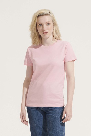 T-shirt femme manches courtes rouge et rose