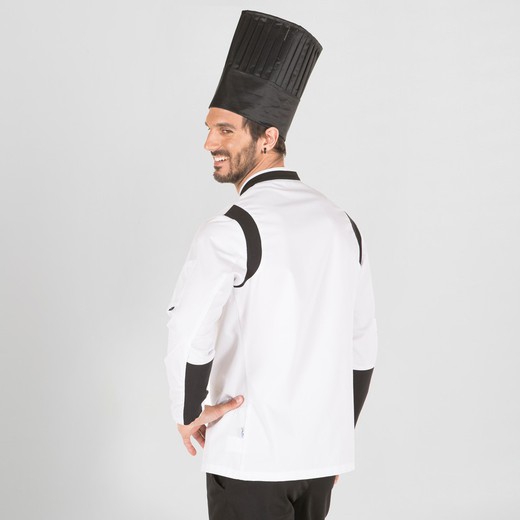 Veste de cuisine unisexe blanc/noir