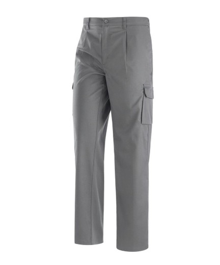 Pantalon de trabajo largo multibolsillos en color gris, negro