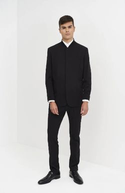 Americana hombre Cuello Rib negro