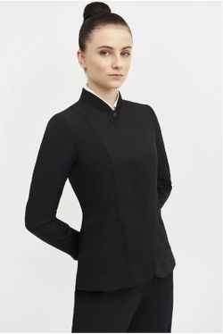 Blazer femme noir à col côtelé