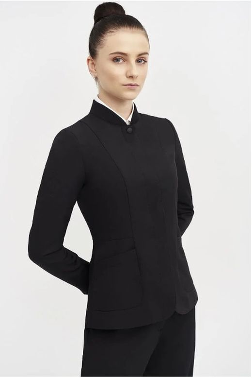 Americana mujer Cuello Rib negro