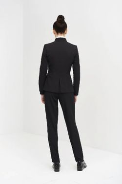 Blazer femme noir à col côtelé