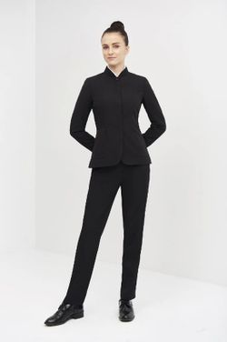 Blazer femme noir à col côtelé
