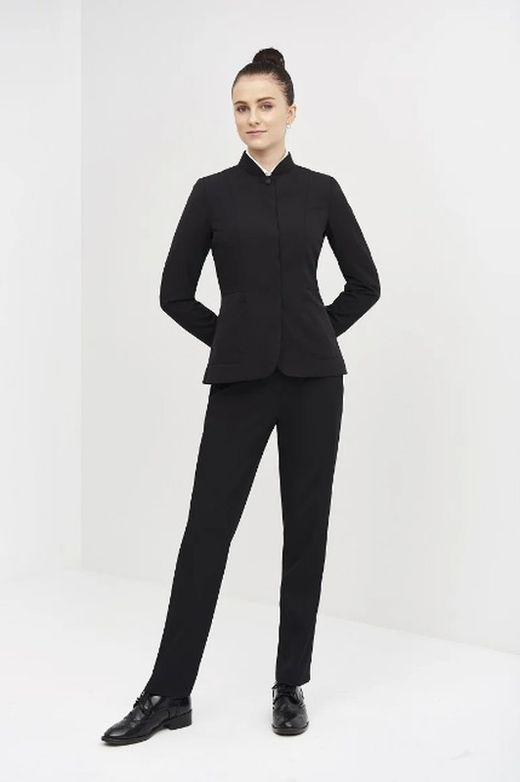 Blazer femme noir à col côtelé
