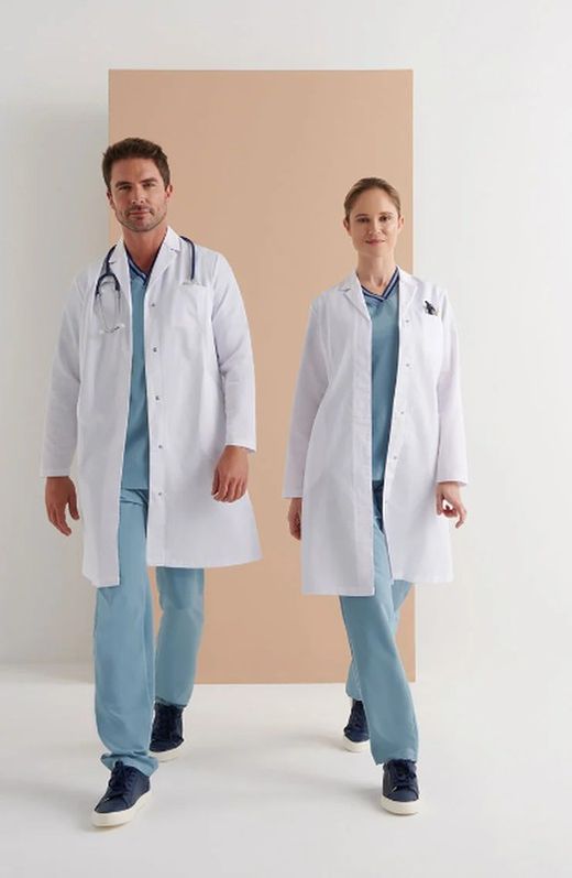 Bata blanca Apux Corchetes hombre