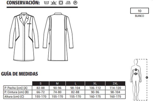 Bata blanca Apux Corchetes mujer