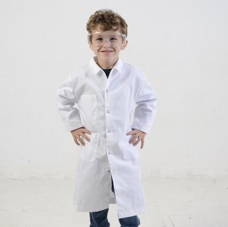 telar Tío o señor Empleado bata infantil de laboratorio color blanco — Global Uniformes