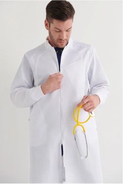 Bata blanca Pyxis cremallera hombre