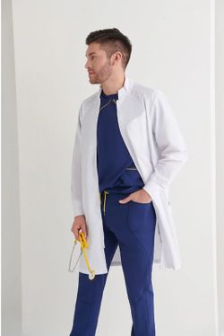 Bata blanca Pyxis cremallera hombre