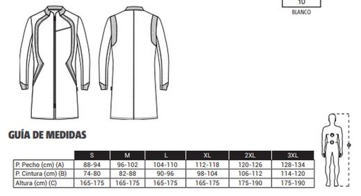 Bata blanca Pyxis cremallera hombre