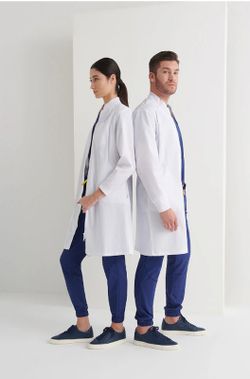 Bata blanca Pyxis cremallera hombre