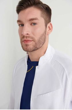 Bata blanca Pyxis cremallera hombre