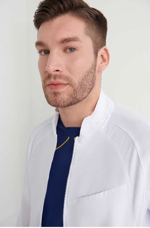 Bata blanca Pyxis cremallera hombre