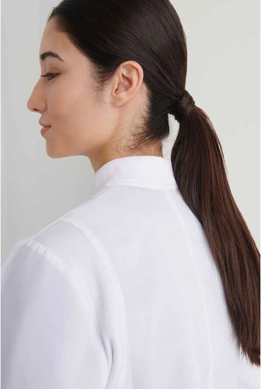 Bata blanca Pyxis cremallera mujer