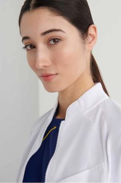 Bata blanca Pyxis cremallera mujer