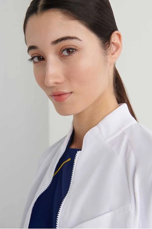 Bata blanca Pyxis cremallera mujer