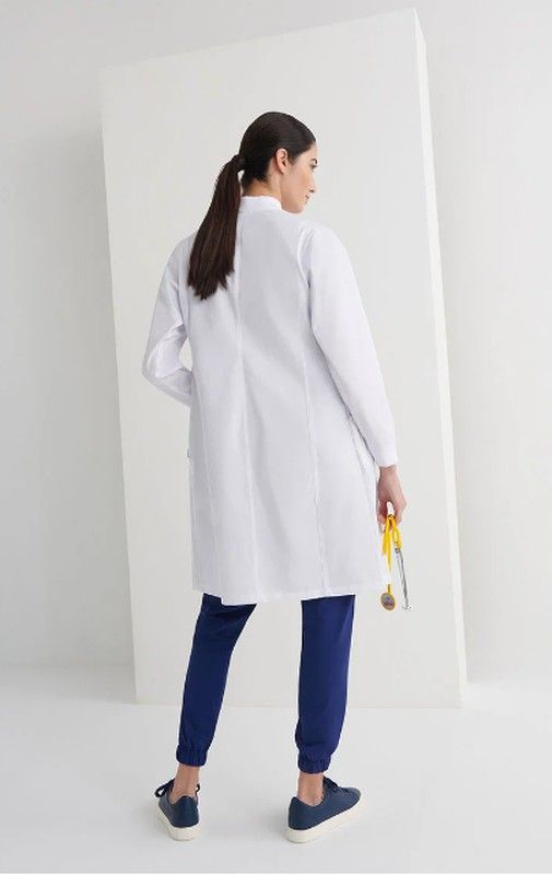 Bata blanca Pyxis cremallera mujer