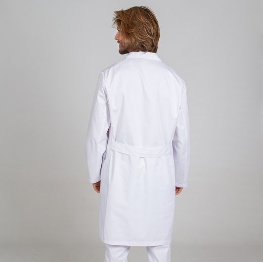 Bata blanca unisex manga larga botones