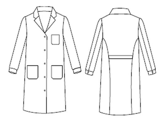 Bata blanca unisex manga larga botones