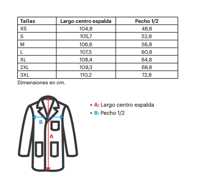 Bata con cierre de velcro colores