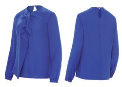 Blusa Frunce en Cuello blanco o azul