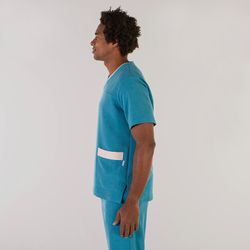 Blusa hombre efecto lino beige o turquesa