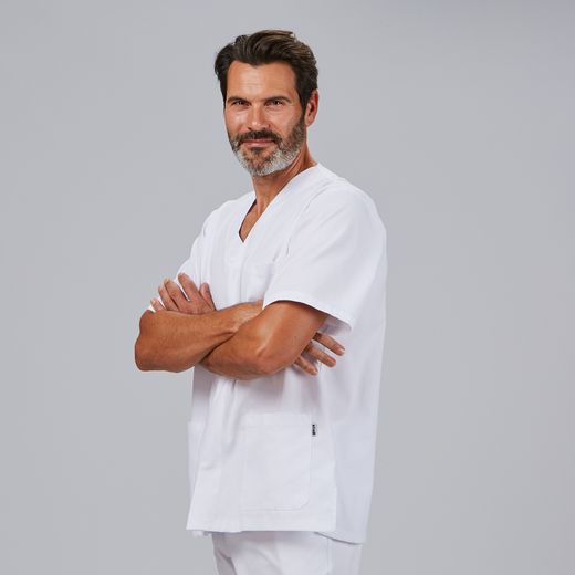 Blusa Hombre Sanitaria (Botón Presión y Sarga)