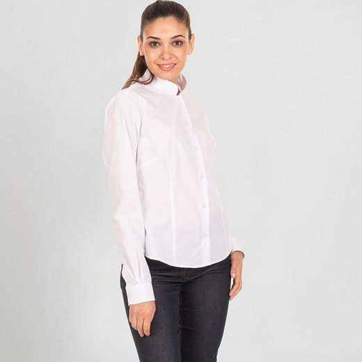 Blusa mujer cuello mao manga larga negro o blanco
