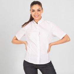 Blusa Mujer Cuello Mao Manga Corta