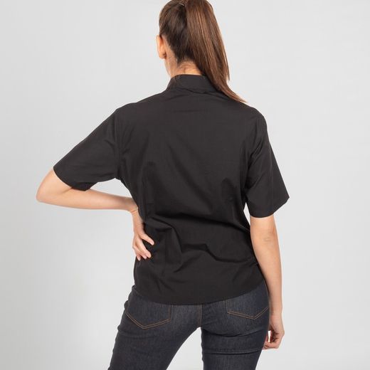 Blusa Mujer Cuello Mao Manga Corta