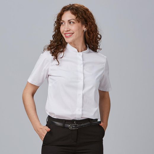 Blusa Mujer Cuello Mao Manga Corta