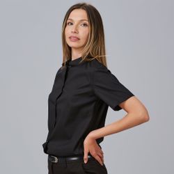 Blusa Mujer Cuello Mao Manga Corta