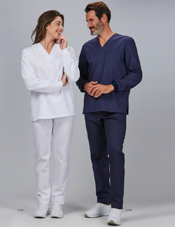 Blusa Sanitaria Unisex Manga Larga (Puño Canalé)