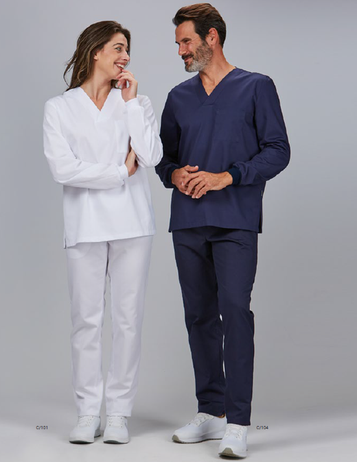 Blusa Sanitaria Unisex Manga Larga (Puño Canalé)