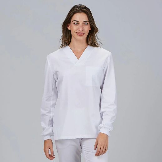 Blusa Sanitaria Unisex Manga Larga (Puño Canalé)