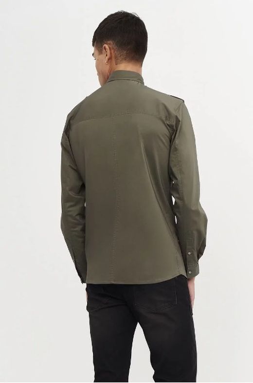 Camisa Cierre Lateral Kaki Hombre