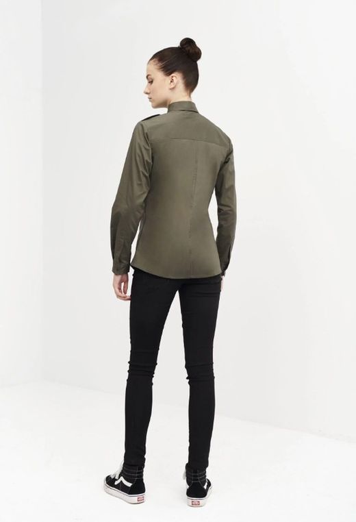 Camisa Cierre Lateral Kaki Mujer