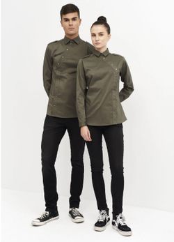 Camisa Cierre Lateral Kaki Mujer