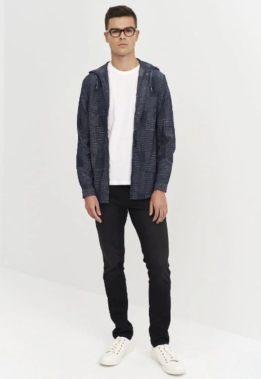 Camisa con Capucha Denim