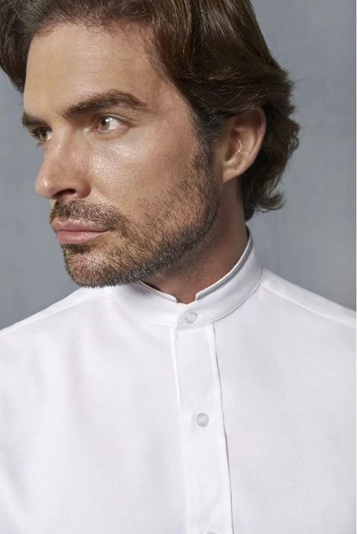 Camisa Cuello Mao Hombre blanco