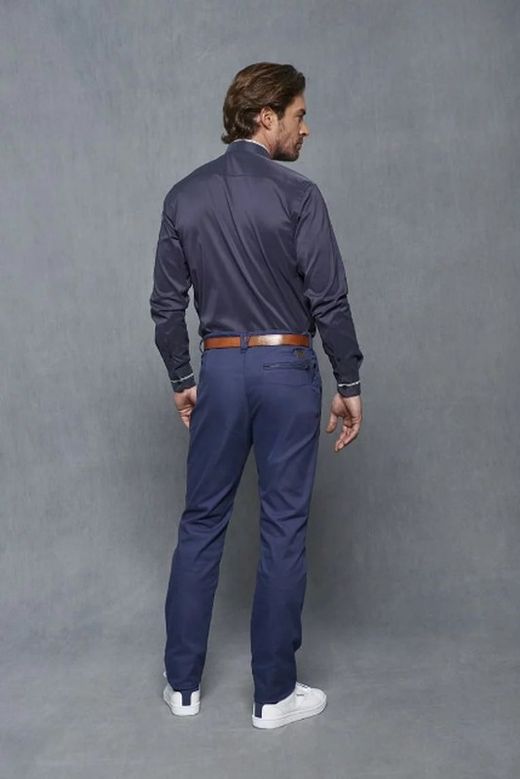 Camisa Cuello Mao Hombre Marino