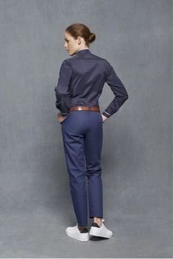 Camisa Cuello Mao Mujer Marino