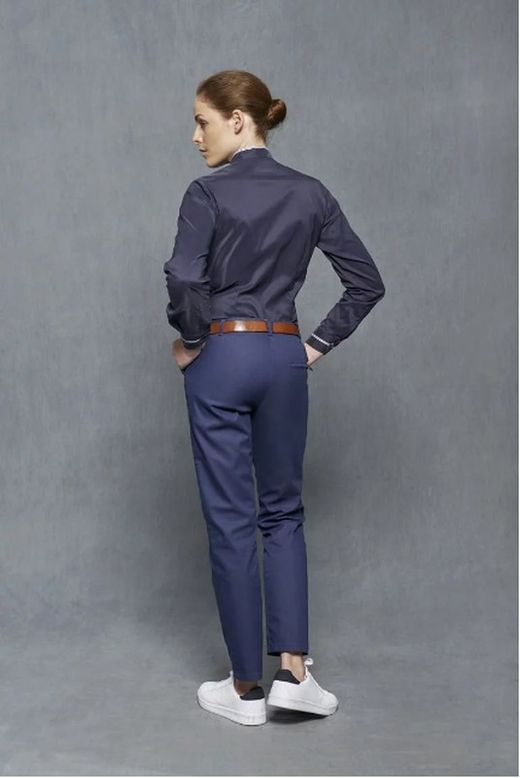 Camisa Cuello Mao Mujer Marino