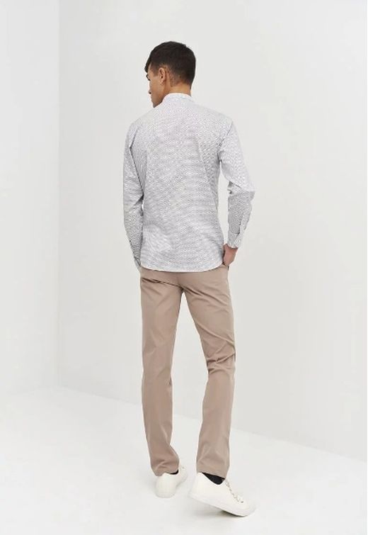 Camisa Estampada Cuello Mao Hombre