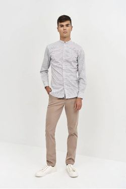 Camisa Estampada Cuello Mao Hombre