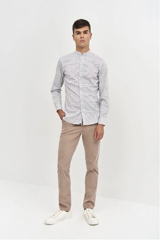 Camisa Estampada Cuello Mao Hombre