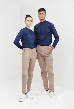 Camisa Hombre cierre inclinado blanco o azul