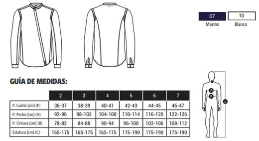 Camisa Hombre cierre inclinado blanco o azul
