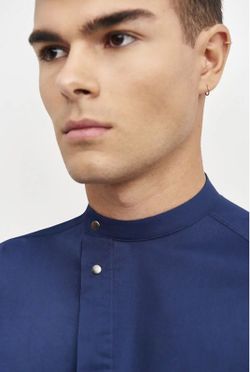 Camisa Hombre cierre inclinado blanco o azul